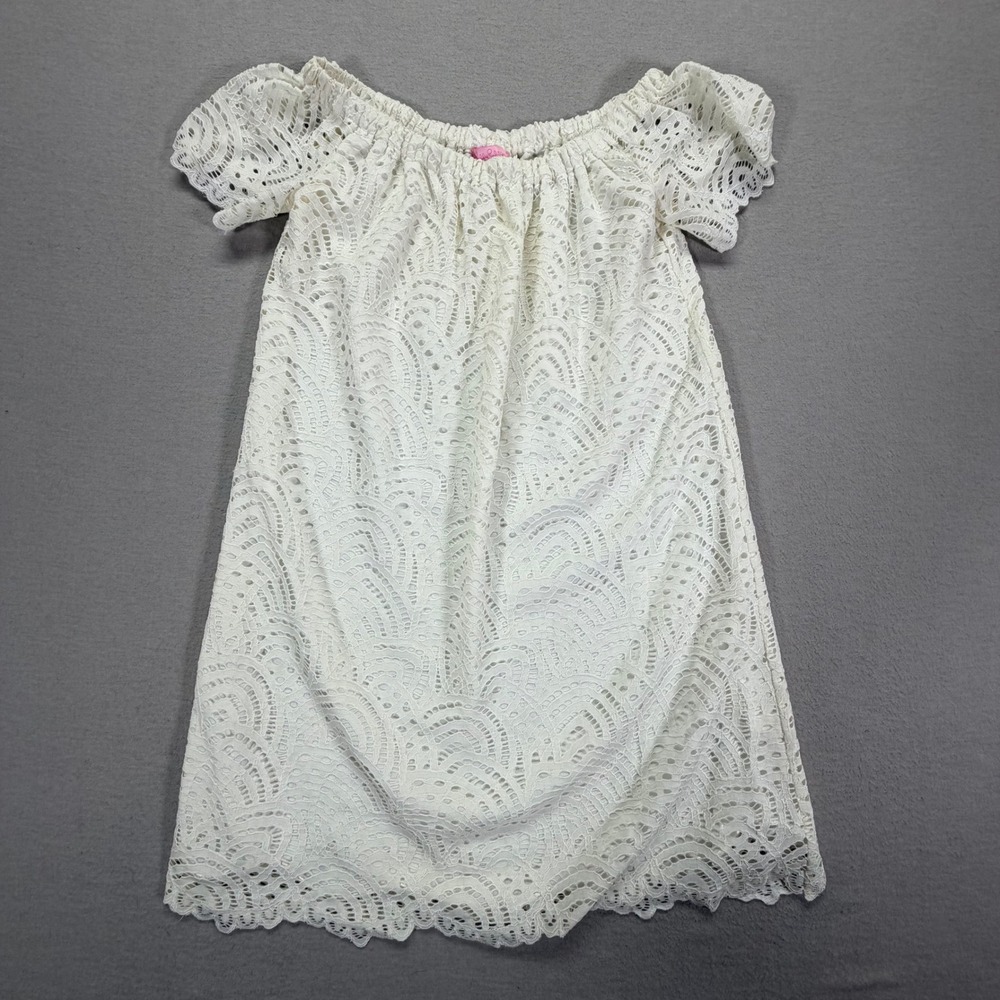 Lilly Pulitzer Lace Dress Womens S White Excellent Off The Shoulder Shift - Picture 2 of 9
